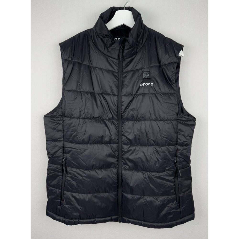 Ororo Heated Puffer Vest Mens Size L Black Full Zip Pockets Quilted No Battery